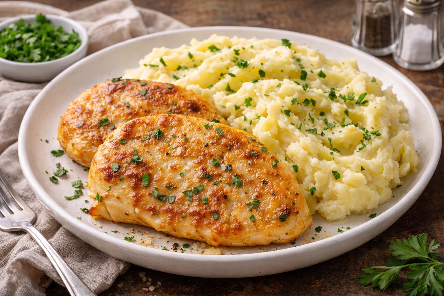 Куриные отбивные с картофельным пюре