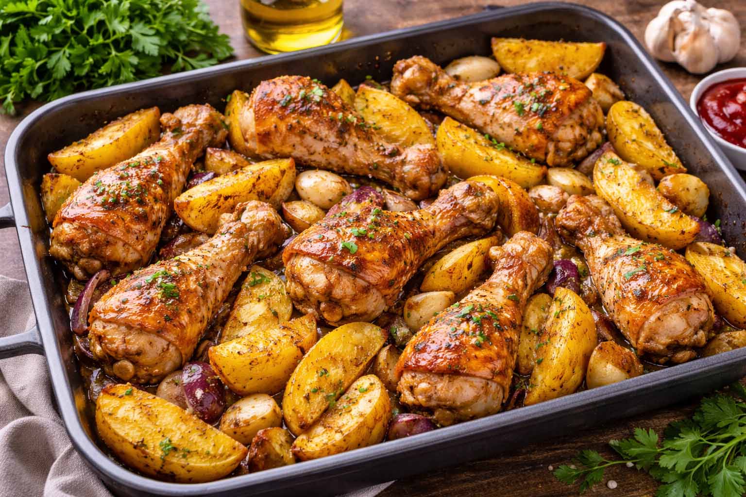 Курица с картошкой в духовке