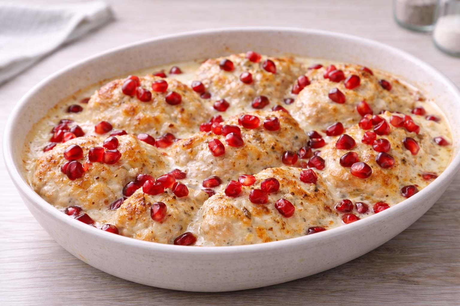 Праздничное сливочное куриное филе с гранатовым соусом