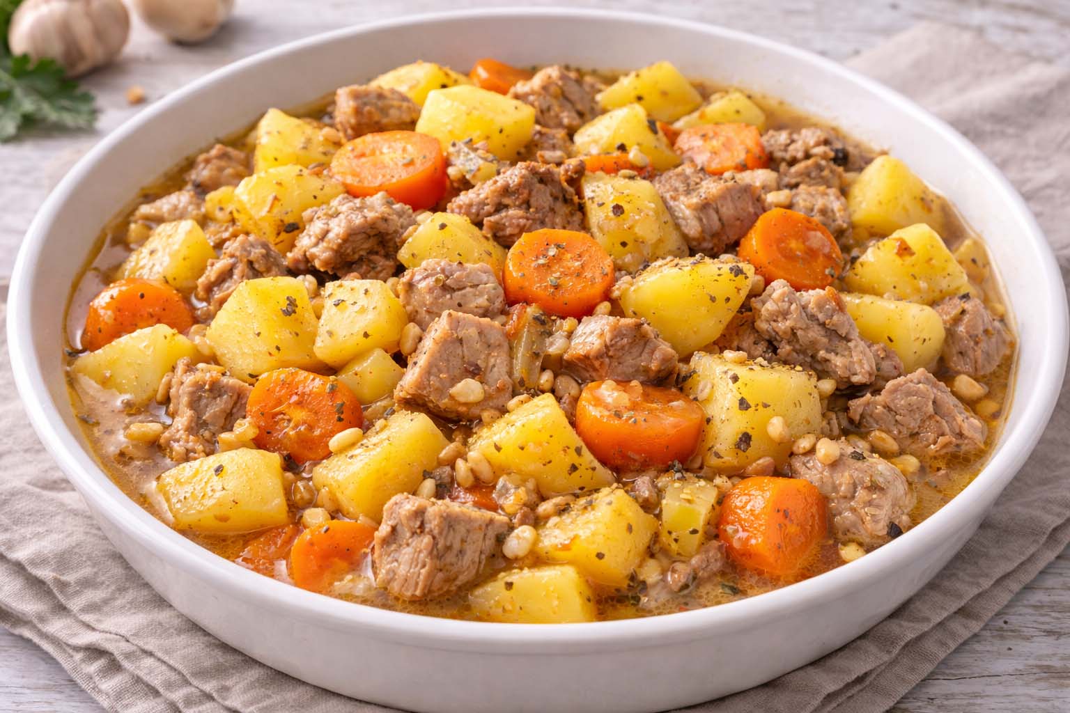 Картофельное рагу с овощами и мясом Картофельное рагу с овощами и мясом