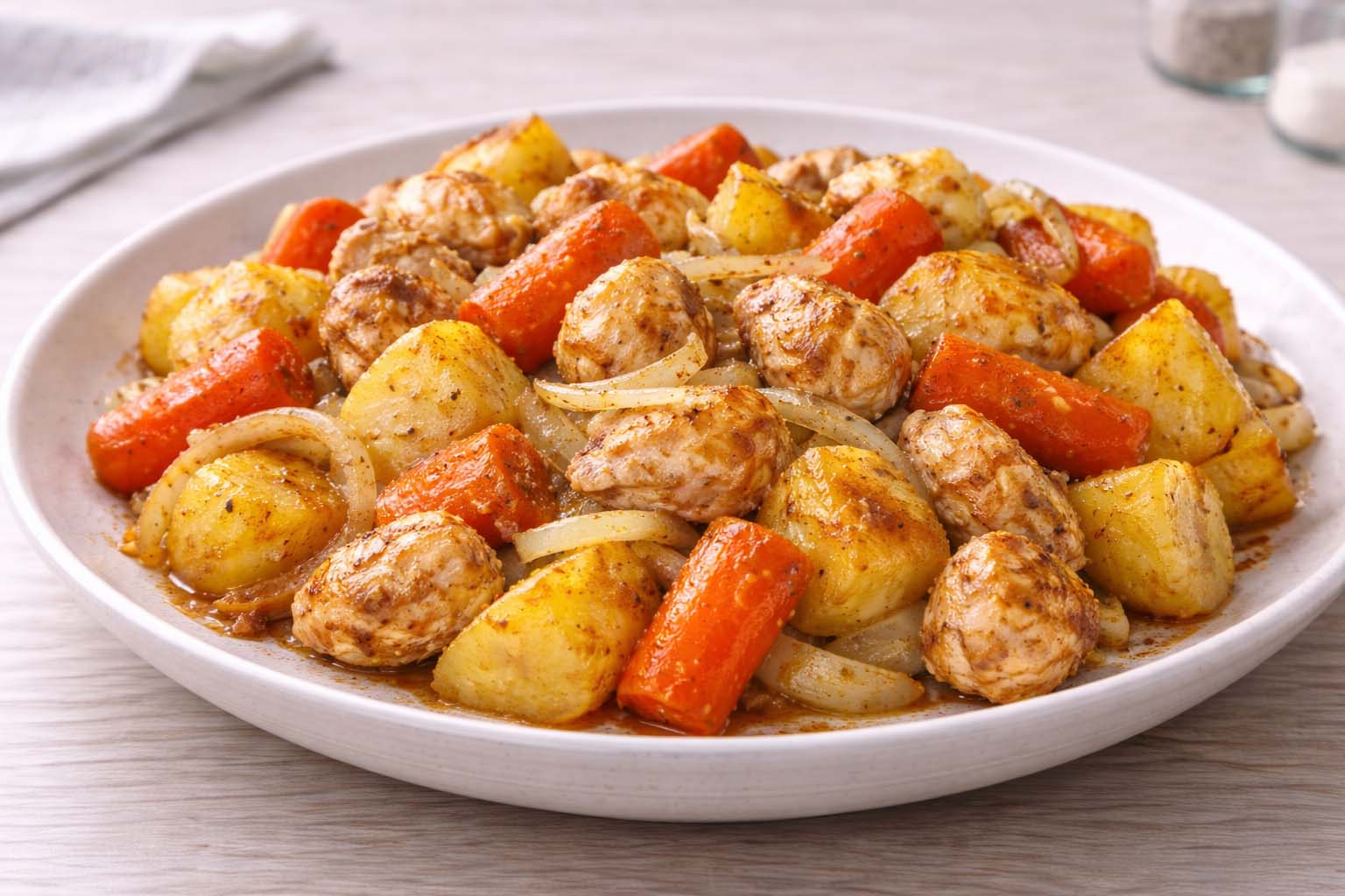 Простая курица с овощами в духовке