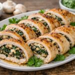 Праздничный рулет из курицы с грибами и шпинатом Праздничный рулет из курицы с грибами и шпинатом